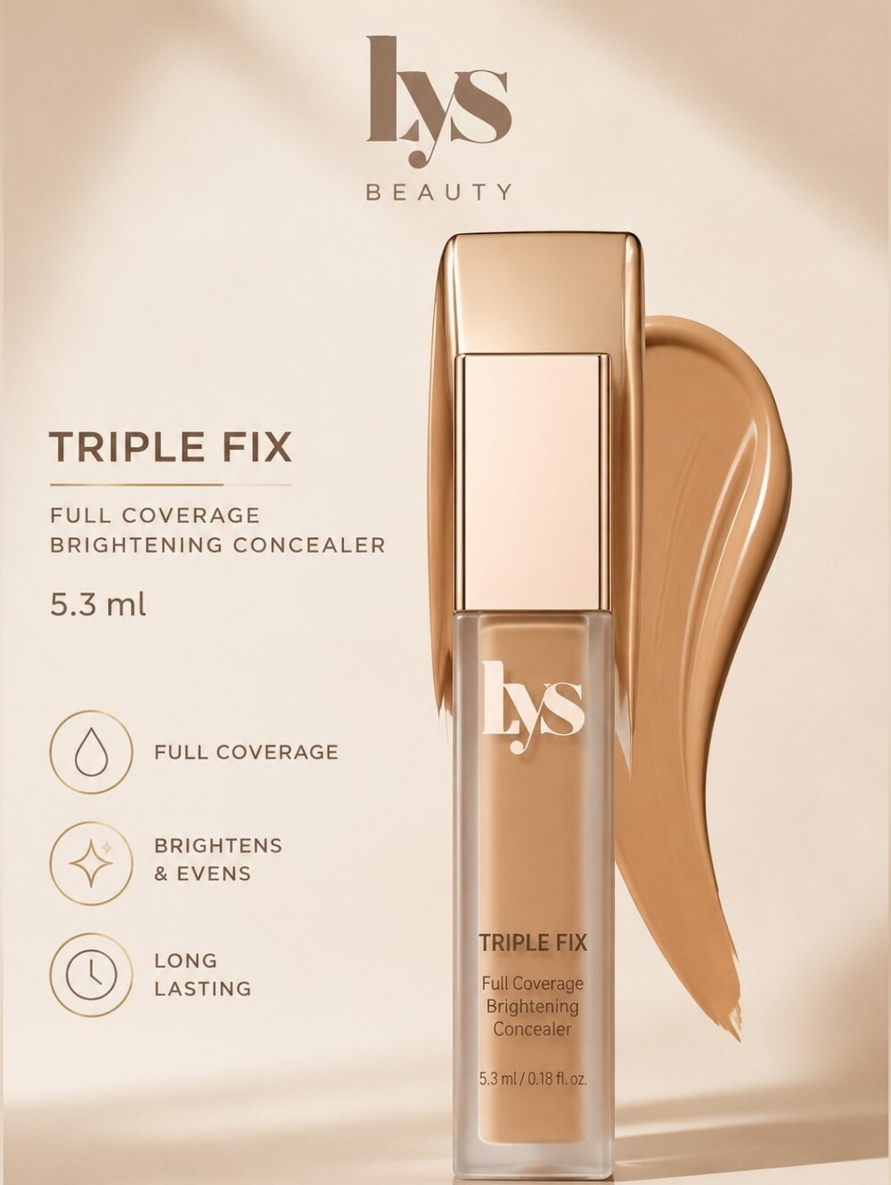 LYS BEAUTY Triple Fix Full Coverage Brightening Concealer 5.3  ml